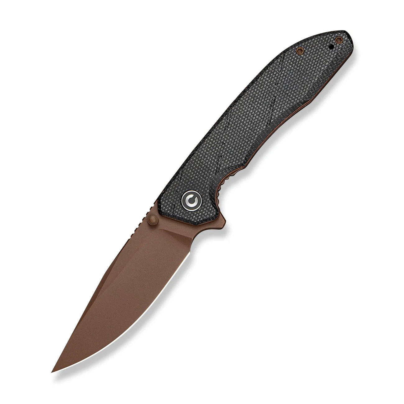 CIVIVI Norsent Flipper & Thumb Stud Knife Black Canvas Micarta Handle (3.36" Dark Brown Stonewashed 14C28N Blade) C25044 Sample2 - Image 3