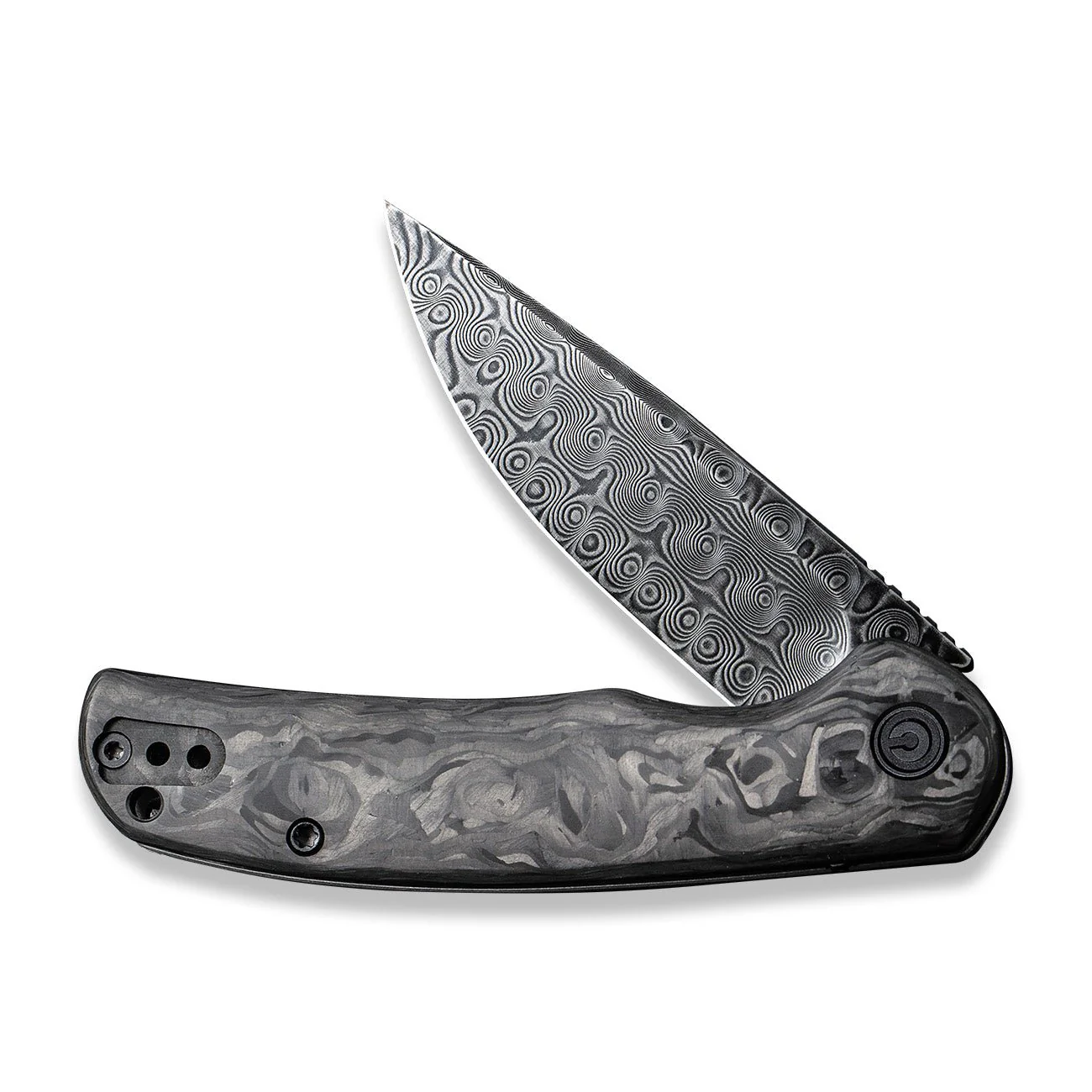 CIVIVI NOx Flipper Knife Carbon Fiber & Stainless Steel Handle (2.97" Damascus Blade) C2110DS-1 - Image 3