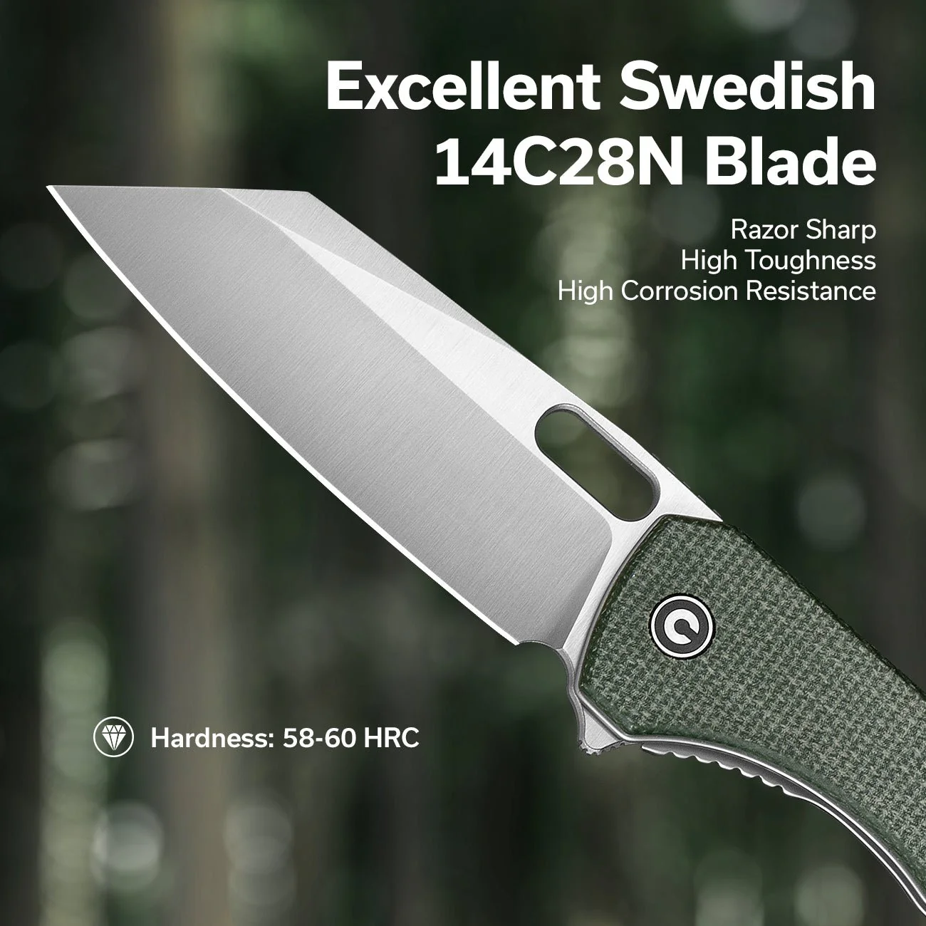 CIVIVI Nugz Flipper & Thumb Hole Knife Micarta Handle (3.17" 14C28N Blade) C23060-2 - Image 2