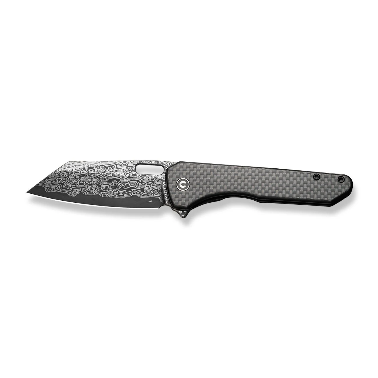 CIVIVI Nugz Flipper & Thumb Hole Knife Carbon Fiber & G10 Handle (3.17" Damascus Blade) C23060-DS1 - Image 10