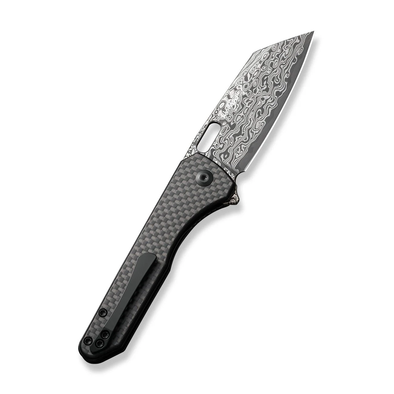 CIVIVI Nugz Flipper & Thumb Hole Knife Carbon Fiber & G10 Handle (3.17" Damascus Blade) C23060-DS1 - Image 7