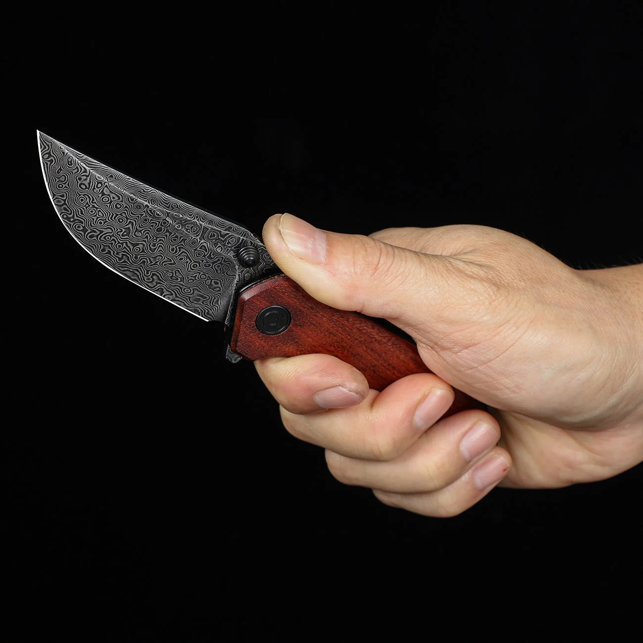 CIVIVI ODD 22 Flipper & Thumb Stud Knife Wood Handle (2.97" Damascus Blade) C21032-DS1 , - Image 4