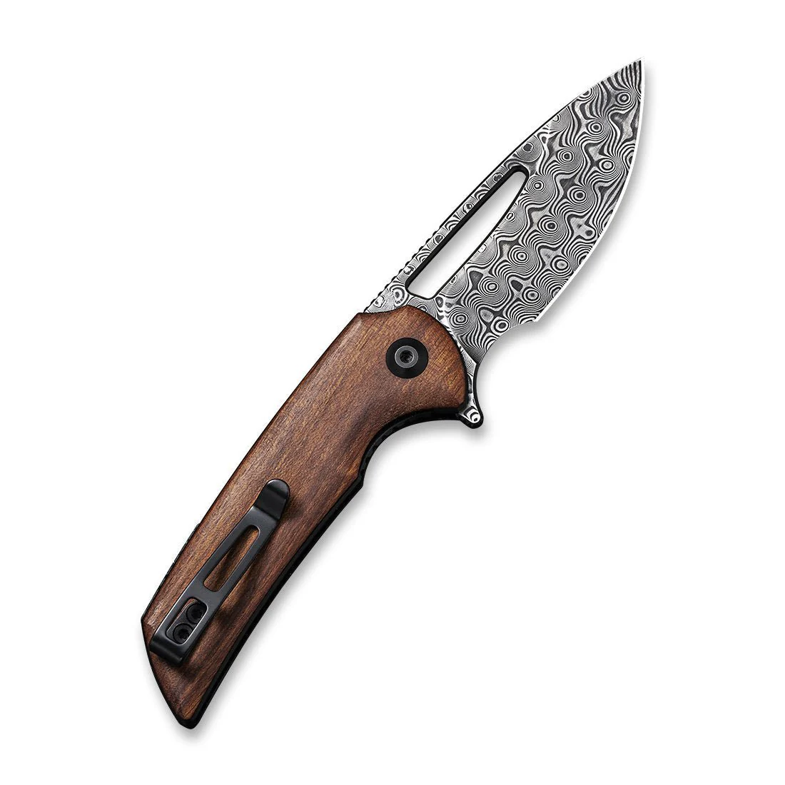 CIVIVI Odium Flipper & Thumb Hole Knife Wood Handle (2.65" Damascus Blade) C2010DS-1 - Image 2