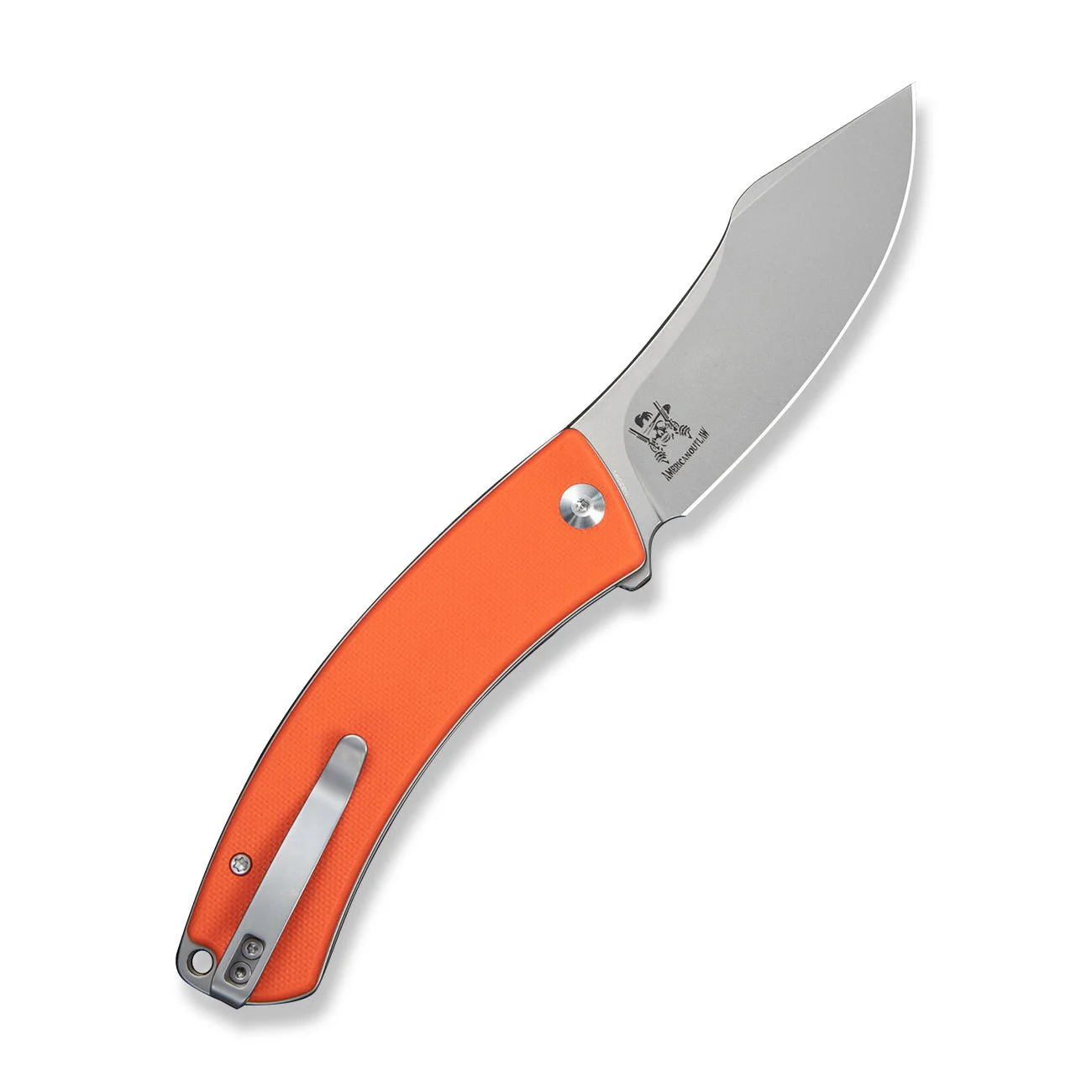 CIVIVI Outlaw Muk Flipper & Button Lock Knife Orange G10 Handle (3.47" Stonewashed 14C28N Blade) C24079-2 - Image 9