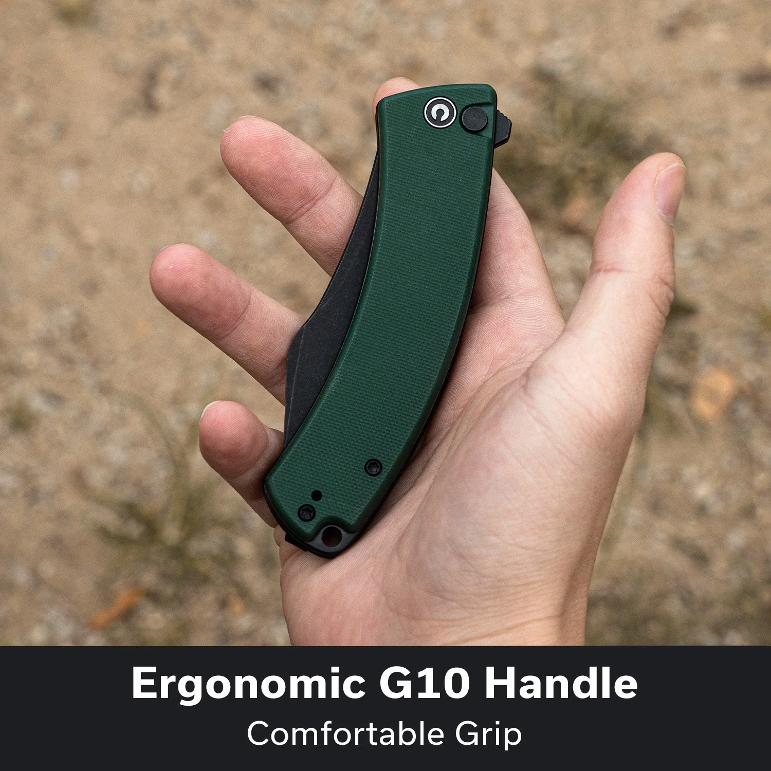 CIVIVI Outlaw Muk Flipper & Button Lock Knife Teal Green G10 Handle (3.47" Black Stonewashed 14C28N Blade) C24079-3 - Image 3