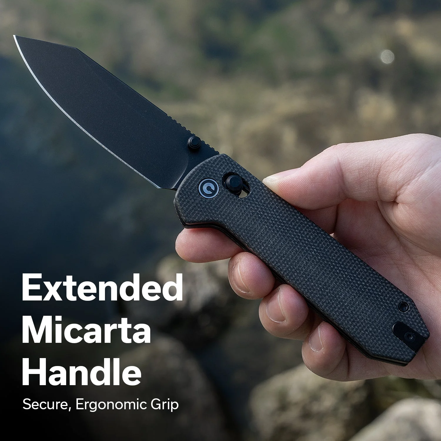 CIVIVI Over Yonder Thumb Stud & Crossbar Lock Knife Dark Green Canvas Micarta Handle (3.35" Black Stonewashed 14C28N Blade) C25027-1 - Image 5