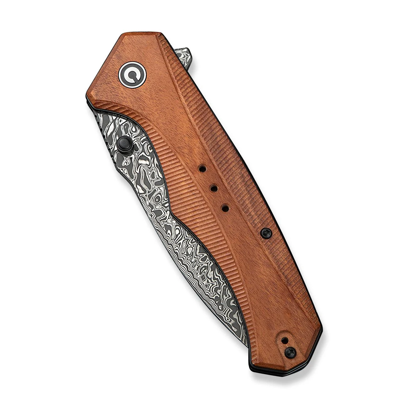 CIVIVI Photonix Flipper & Thumb Stud Knife Wood Handle (3.7" Damascus Blade) C23081B-DS1 - Image 11