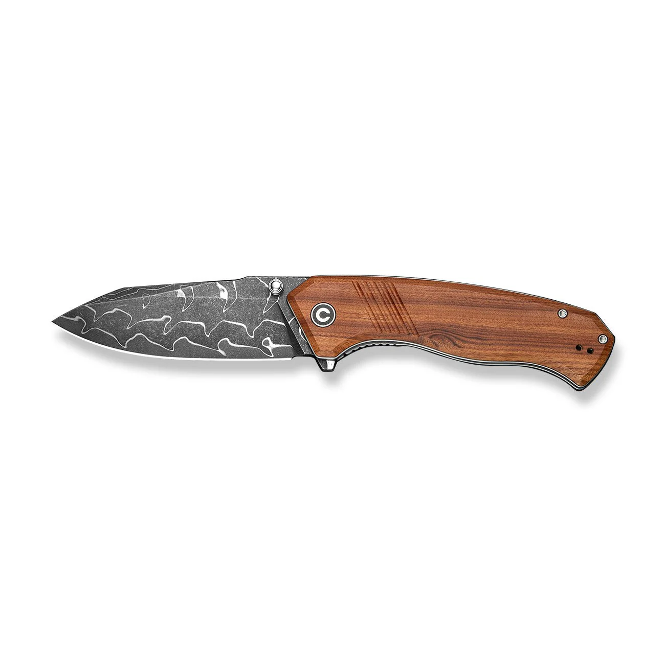 CIVIVI Placoid Flipper & Thumb Stud Knife Wood Handle (3.67" Damascus Blade) C23079-DS1 - Image 10