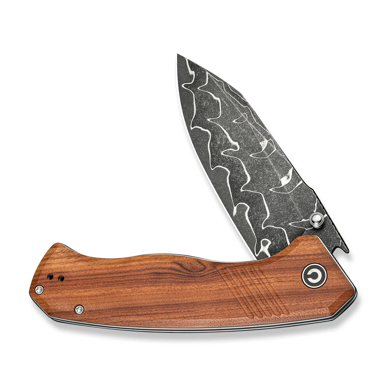 CIVIVI Placoid Flipper & Thumb Stud Knife Wood Handle (3.67" Damascus Blade) C23079-DS1 - Image 11