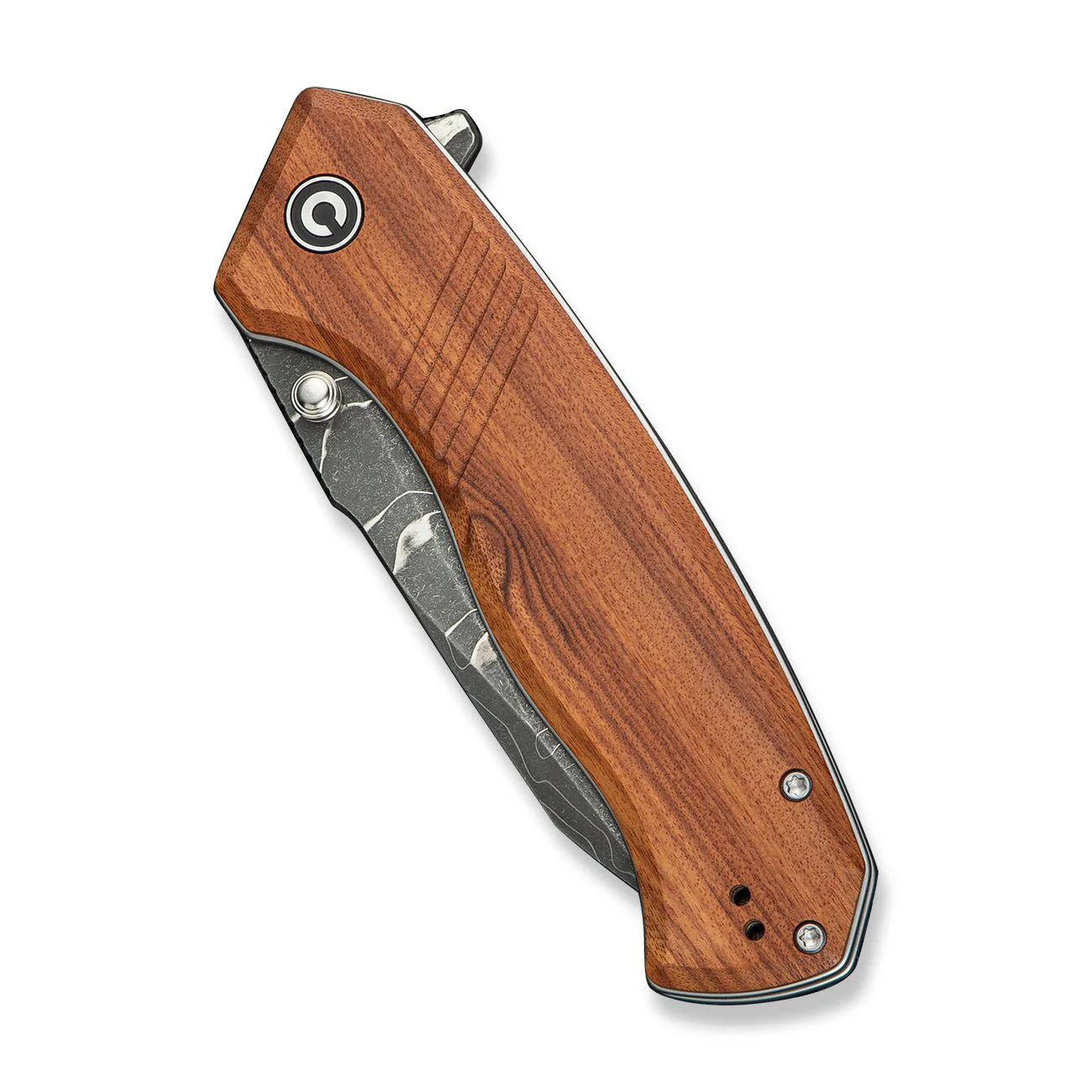 CIVIVI Placoid Flipper & Thumb Stud Knife Wood Handle (3.67" Damascus Blade) C23079-DS1 - Image 12