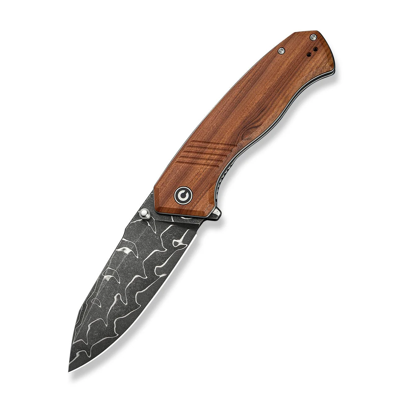 CIVIVI Placoid Flipper & Thumb Stud Knife Wood Handle (3.67" Damascus Blade) C23079-DS1 - Image 9