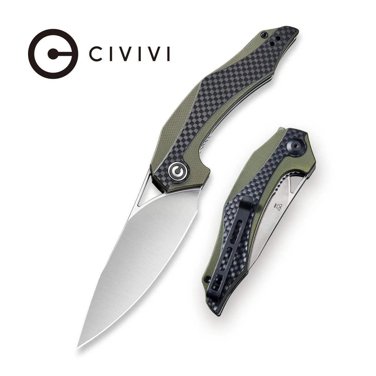 CIVIVI Plethiros Flipper Knife G10 & Carbon Fiber Handle (3.45" D2 Blade) C904B