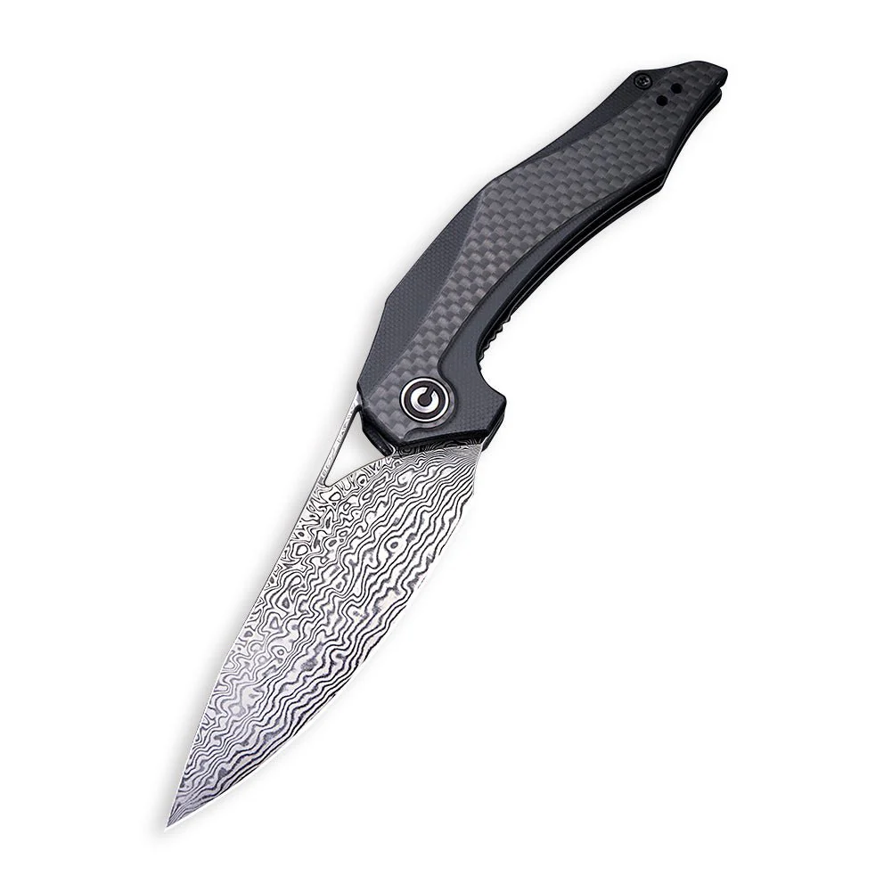 CIVIVI Plethiros Flipper Knife G10 & Carbon Fiber Handle (3.45" Damascus Blade) C904DS - Image 3