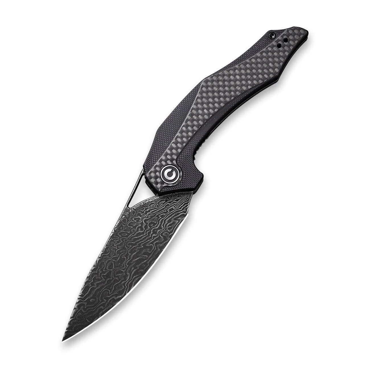CIVIVI Plethiros Flipper Knife Carbon Fiber & G10 Handle (3.45" Damascus Blade) C904DS-4 - Image 3