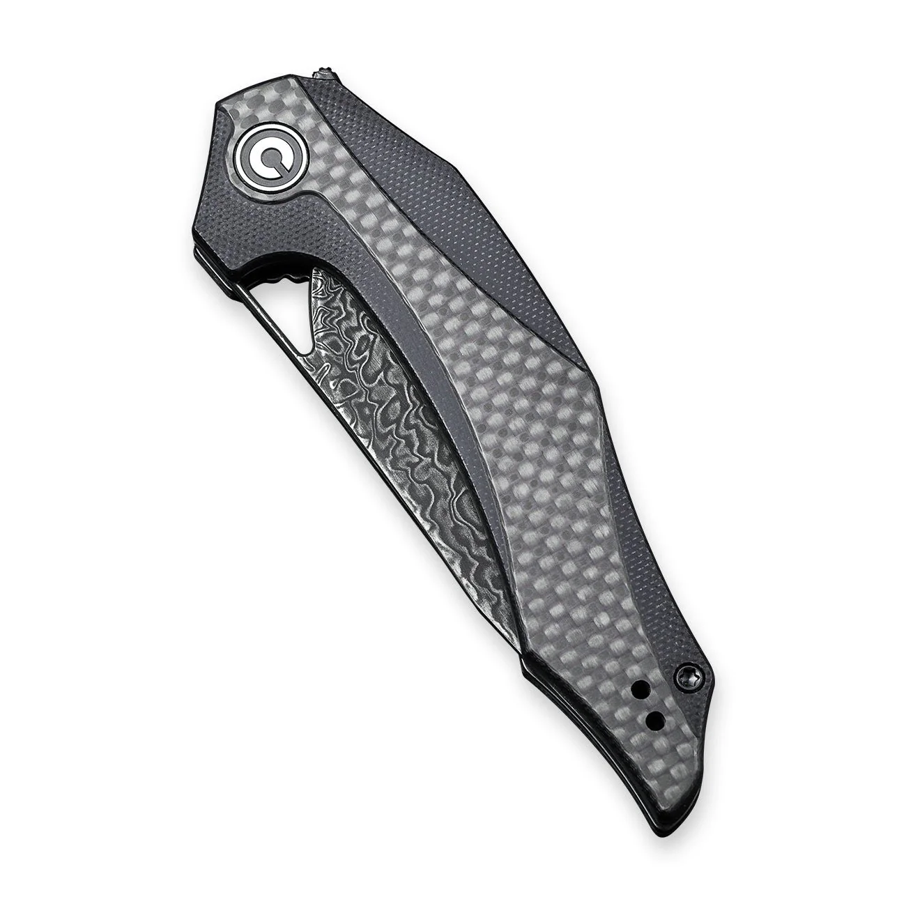 CIVIVI Plethiros Flipper Knife Carbon Fiber & G10 Handle (3.45" Damascus Blade) C904DS-4 - Image 5