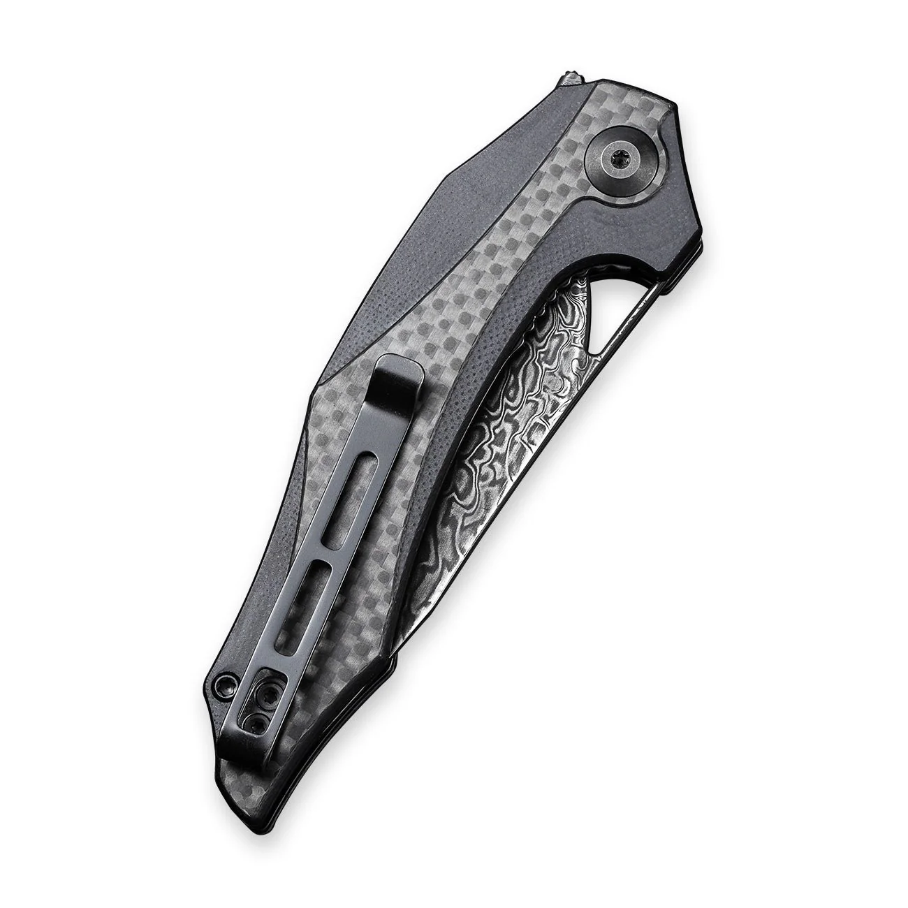 CIVIVI Plethiros Flipper Knife Carbon Fiber & G10 Handle (3.45" Damascus Blade) C904DS-4 - Image 6