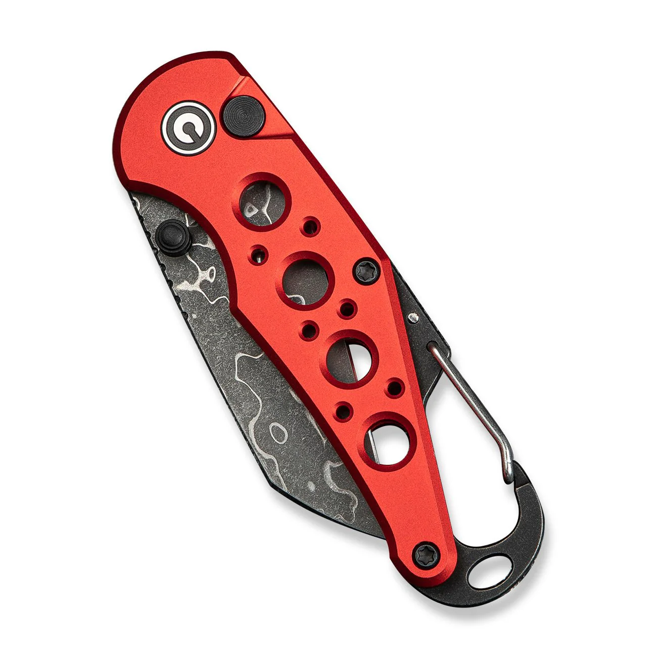 CIVIVI Pragma Thumb Stud & Button Lock Knife Aluminum Handle With S/S Carabiner & Bottle Opener (2.2" Damascus Blade) C23062B-DS1 - Image 11