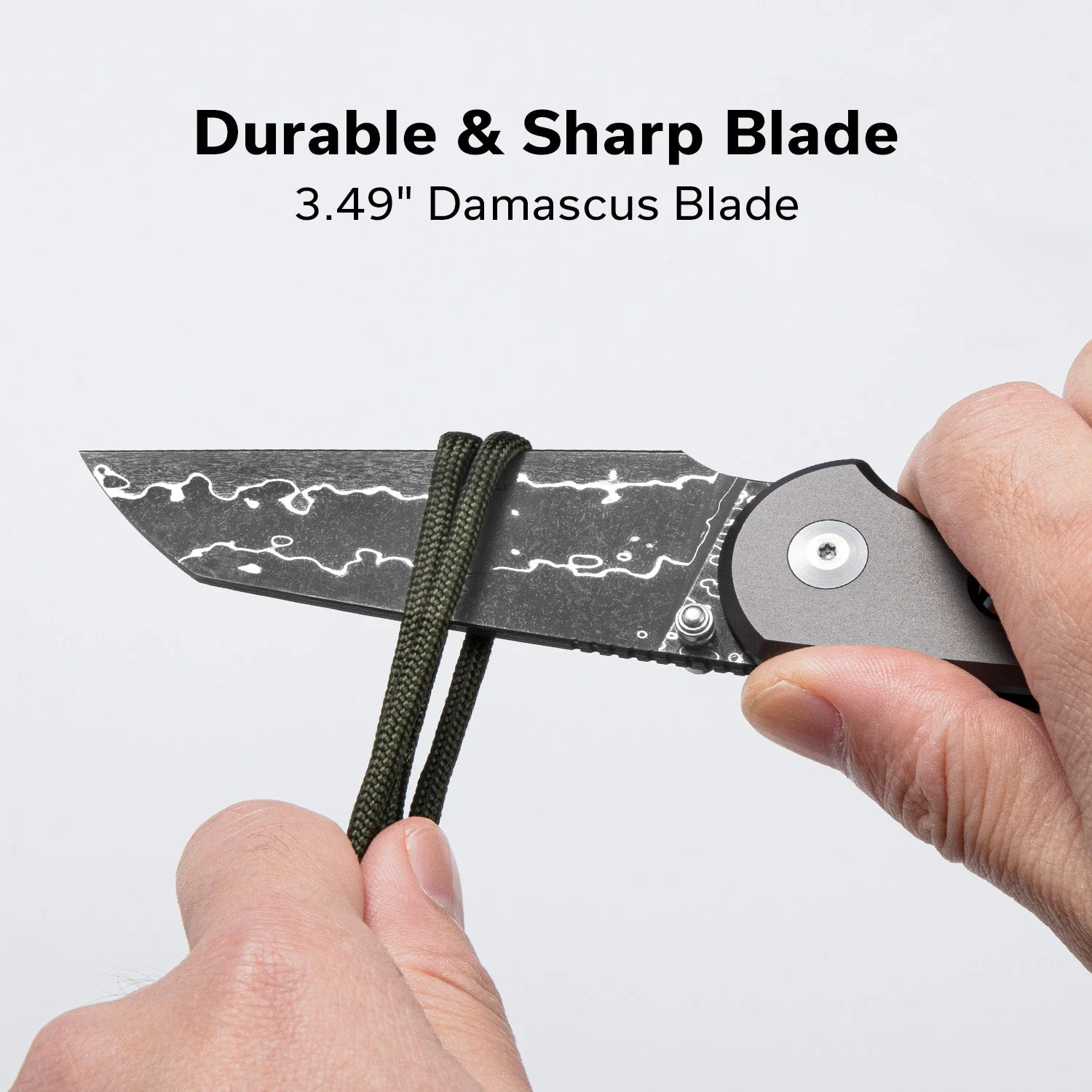 CIVIVI Pragma Prime Thumb Stud & Button Lock Knife Aluminum Handle (3.49" Damascus Blade) C24067-DS1 - Image 3