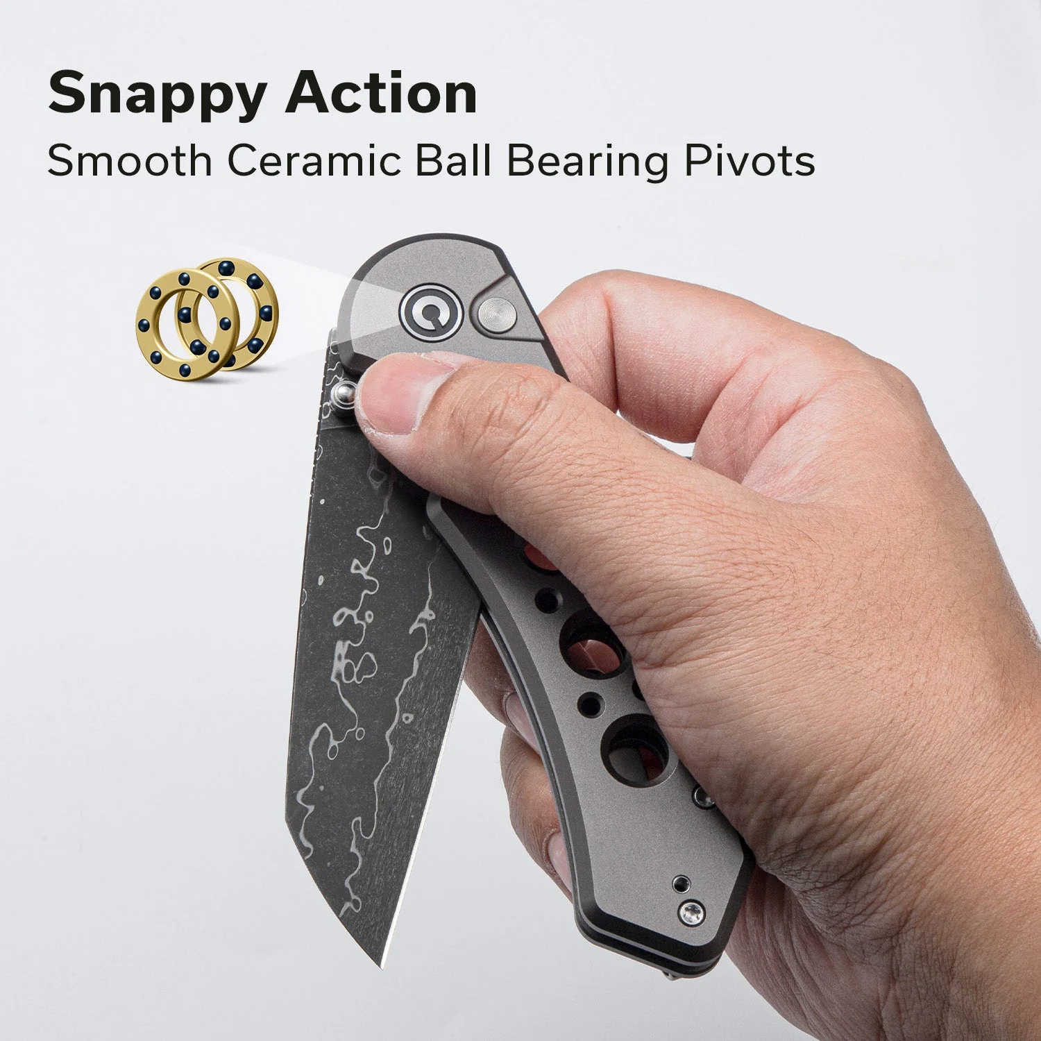 CIVIVI Pragma Prime Thumb Stud & Button Lock Knife Aluminum Handle (3.49" Damascus Blade) C24067-DS1 - Image 4