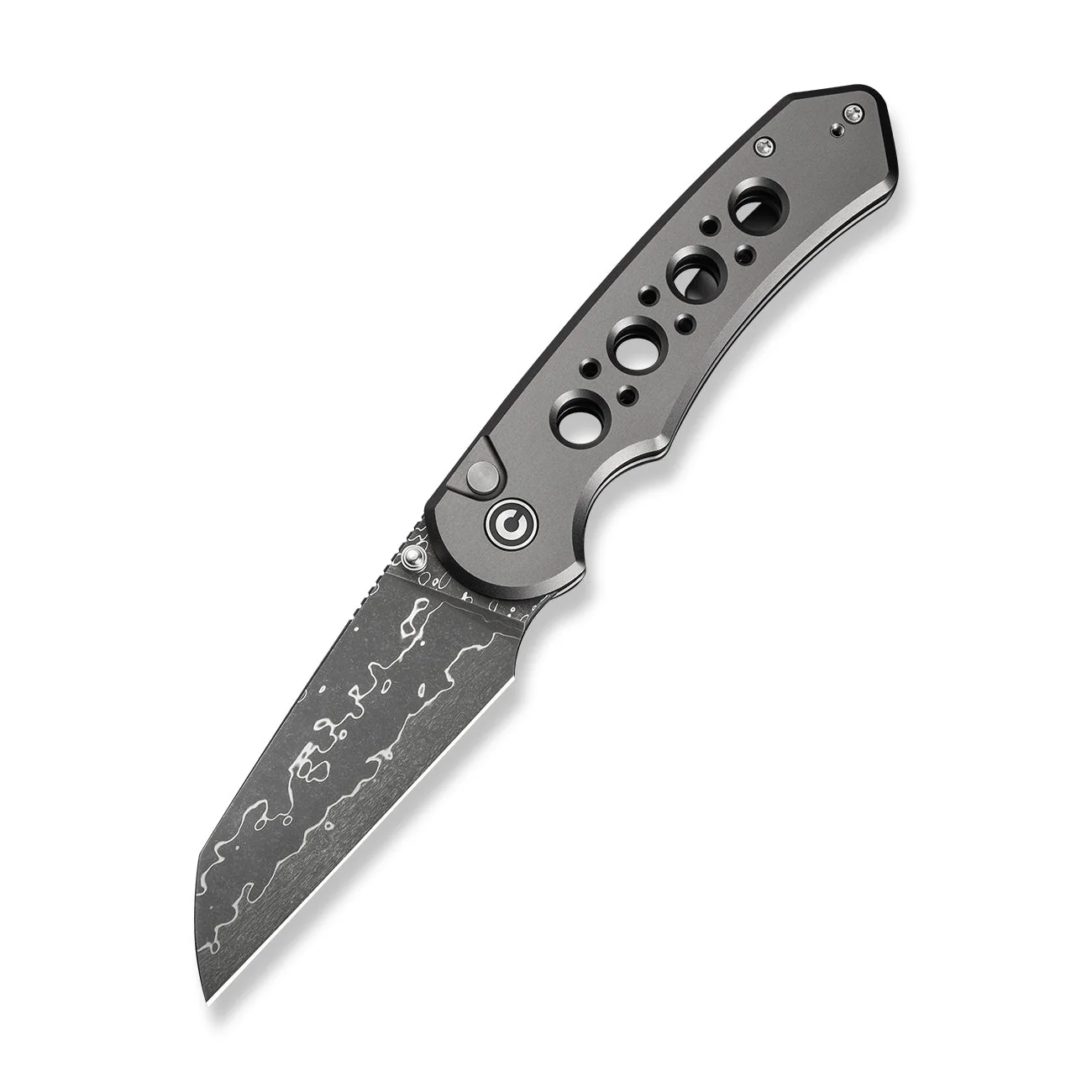 CIVIVI Pragma Prime Thumb Stud & Button Lock Knife Aluminum Handle (3.49" Damascus Blade) C24067-DS1 - Image 9