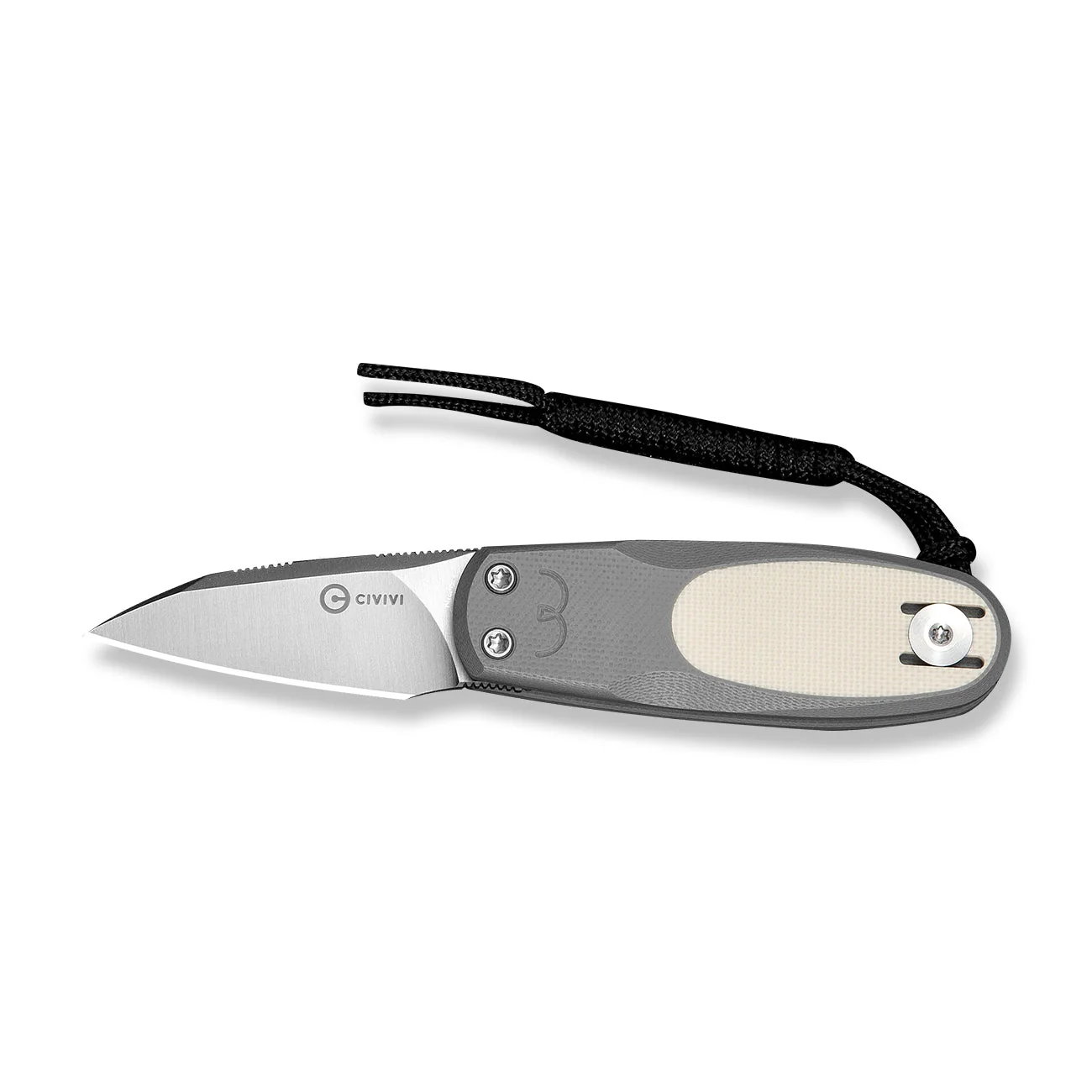 CIVIVI Purr Flipper & Slip Joint Knife Gray & Ivory G10 Handle (1.83" Satin Finished Nitro-V Blade) C25054-1, With 1PC Black Lanyard - Image 4