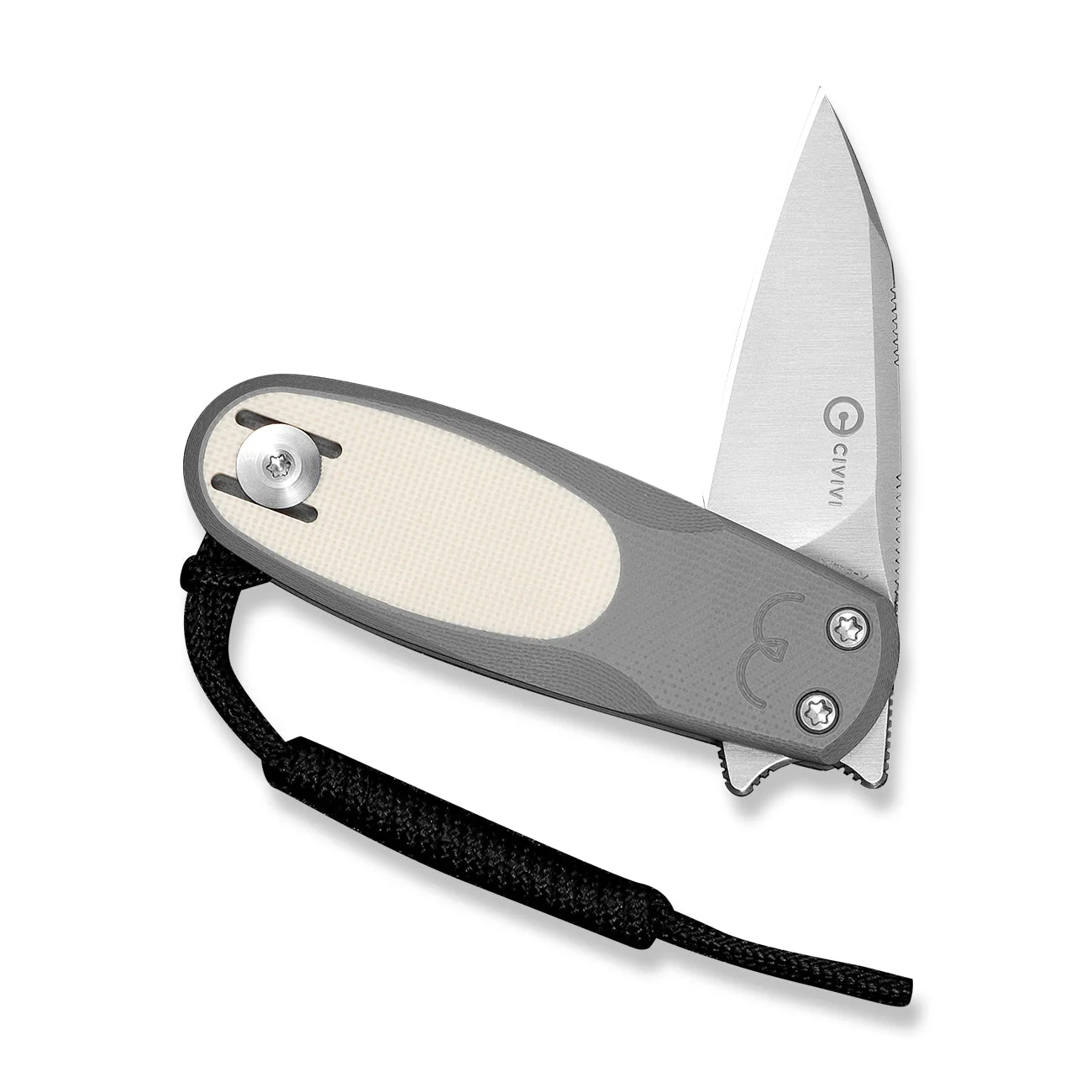 CIVIVI Purr Flipper & Slip Joint Knife Gray & Ivory G10 Handle (1.83" Satin Finished Nitro-V Blade) C25054-1, With 1PC Black Lanyard - Image 5
