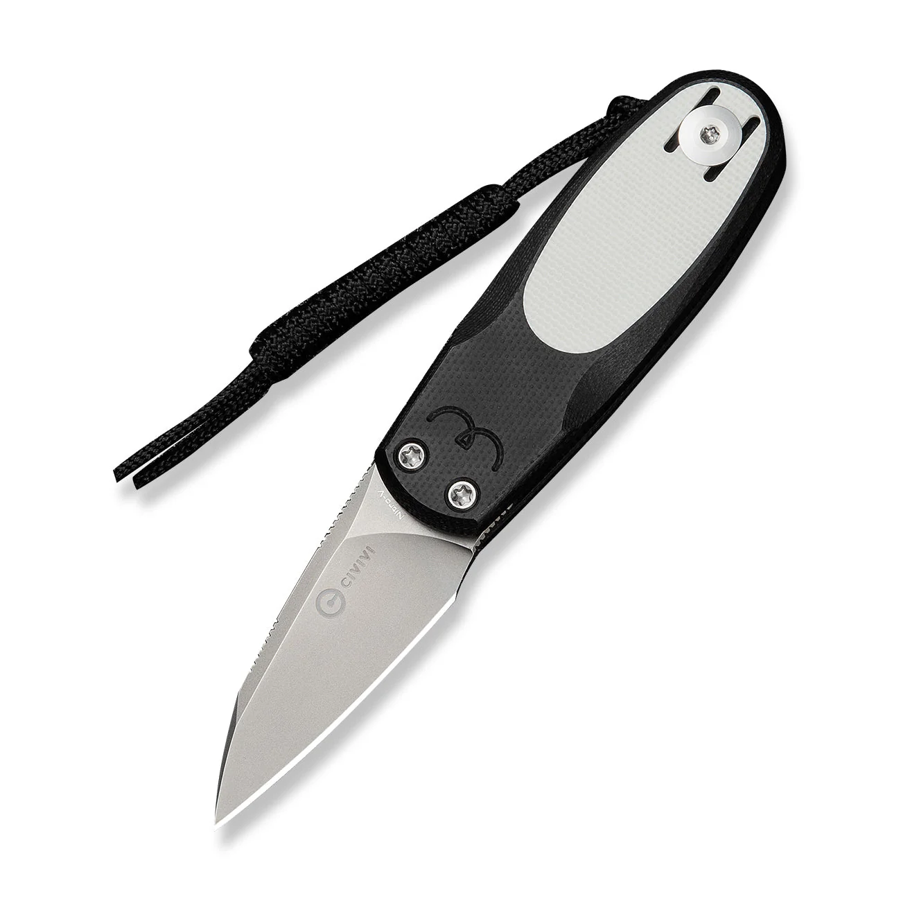 CIVIVI Purr Flipper & Slip Joint Knife Black & White G10 Handle (1.83" Stonewashed Nitro-V Blade) C25054-2, With 1PC Black Lanyard - Image 3
