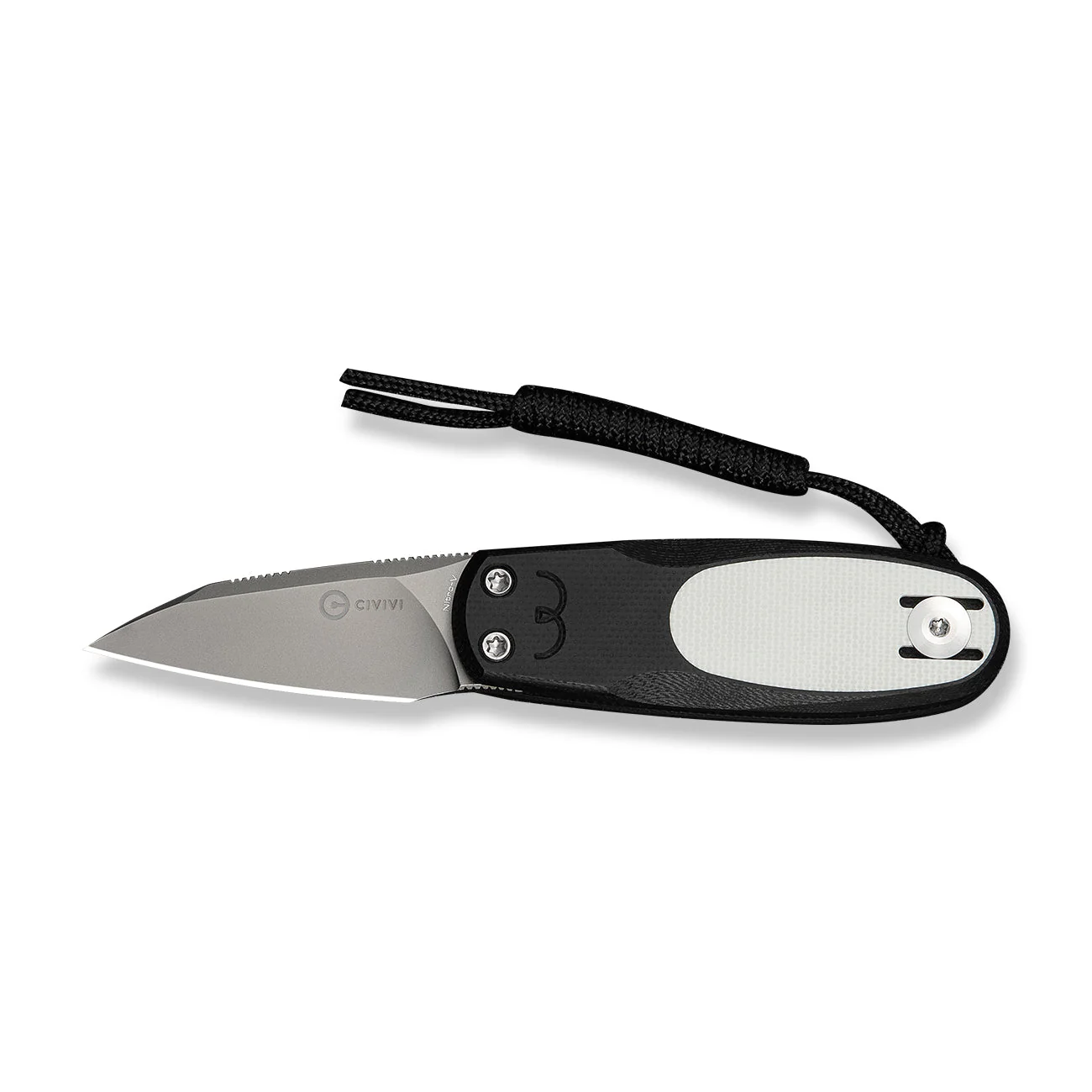 CIVIVI Purr Flipper & Slip Joint Knife Black & White G10 Handle (1.83" Stonewashed Nitro-V Blade) C25054-2, With 1PC Black Lanyard - Image 4