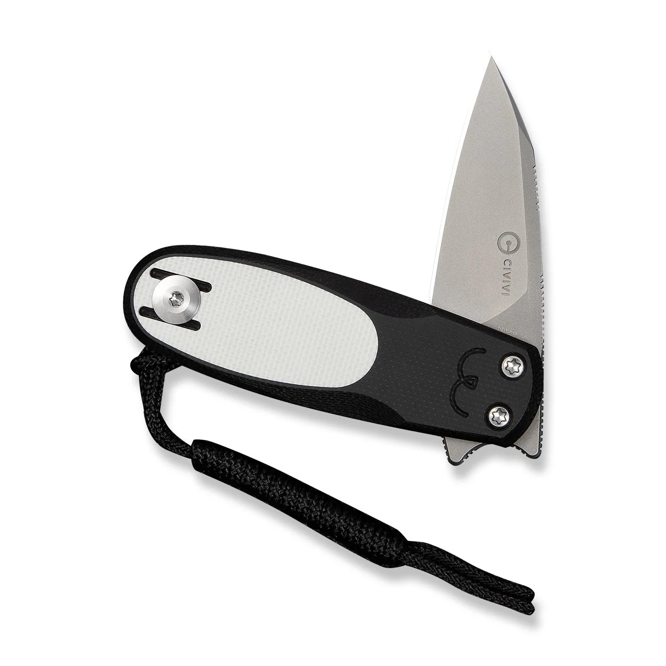CIVIVI Purr Flipper & Slip Joint Knife Black & White G10 Handle (1.83" Stonewashed Nitro-V Blade) C25054-2, With 1PC Black Lanyard - Image 5