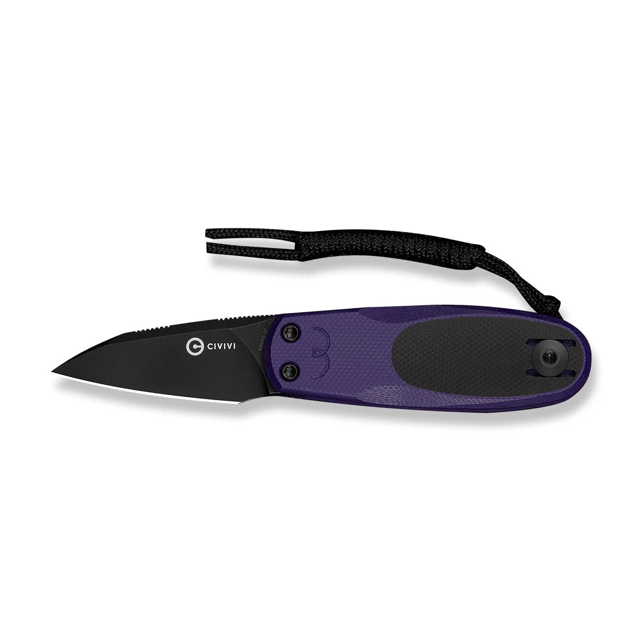 CIVIVI Purr Flipper & Slip Joint Knife Purple & Black G10 Handle (1.83" Black Stonewashed Nitro-V Blade) C25054-3, With 1PC Black Lanyard - Image 4