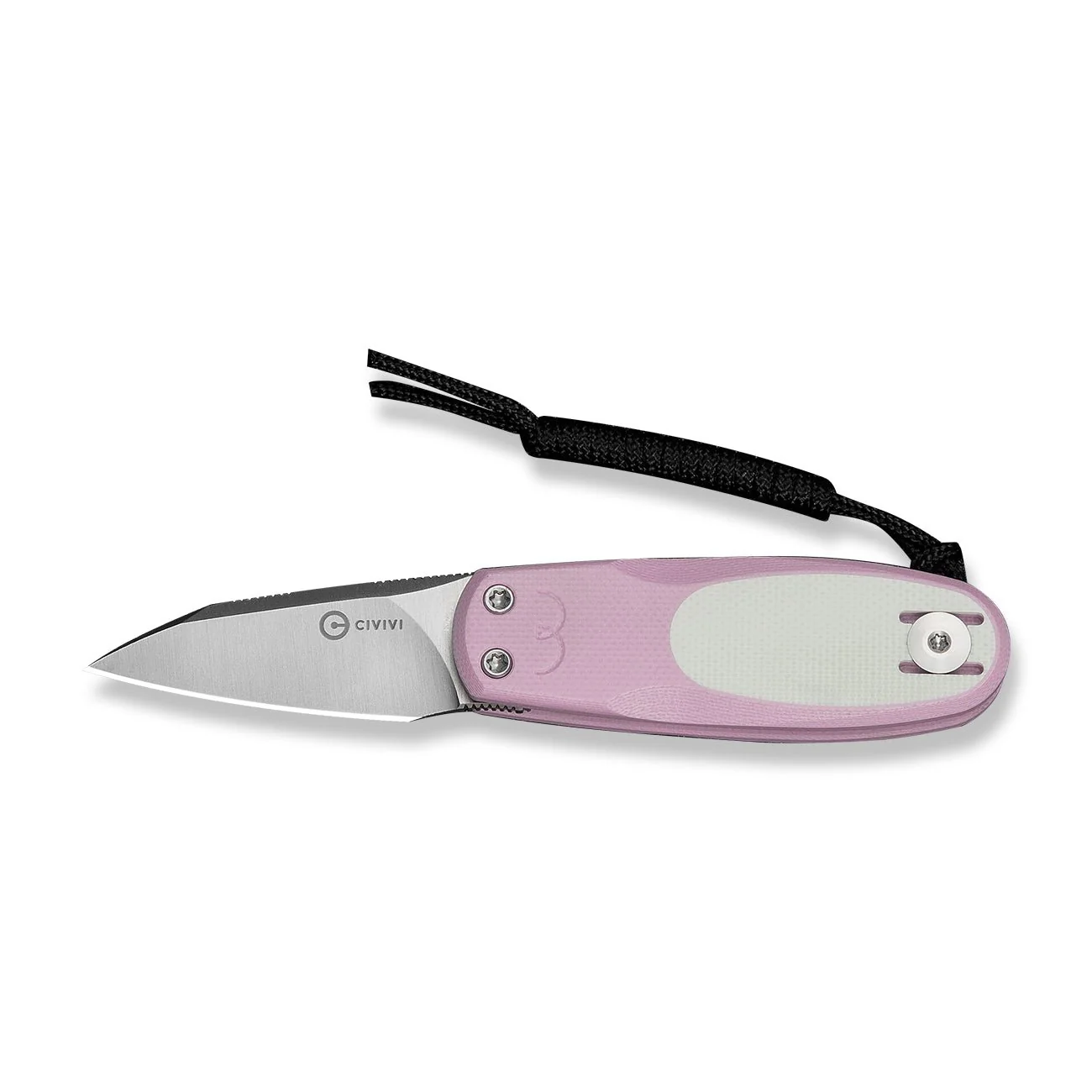 CIVIVI Purr Flipper & Slip Joint Knife Powder Pink & White G10 Handle (1.83" Satin Finished Nitro-V Blade) C25054-4, With 1PC Black Lanyard - Image 4