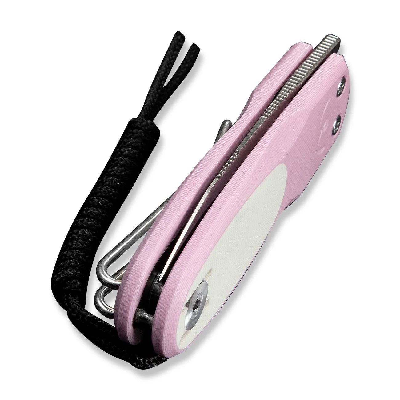 CIVIVI Purr Flipper & Slip Joint Knife Powder Pink & White G10 Handle (1.83" Satin Finished Nitro-V Blade) C25054-4, With 1PC Black Lanyard - Image 8