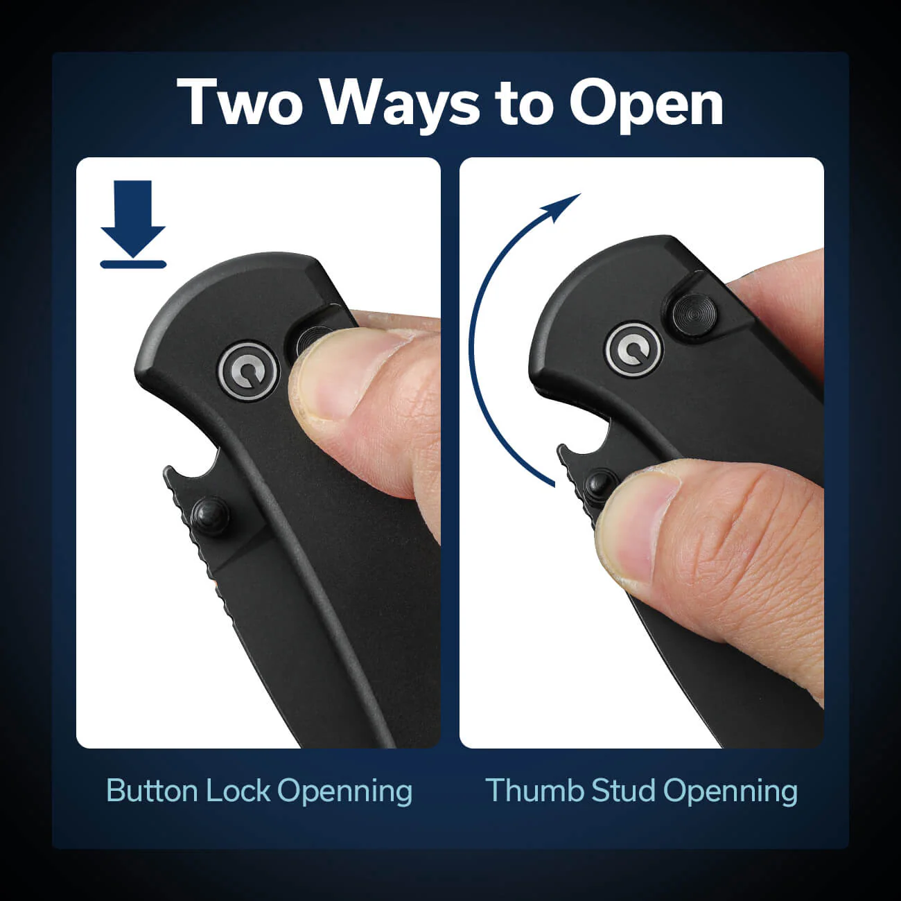 CIVIVI Qubit Button Lock & Thumb Stud Knife Aluminum Handle (2.98" 14C28N Blade) C22030E-1 - Image 4