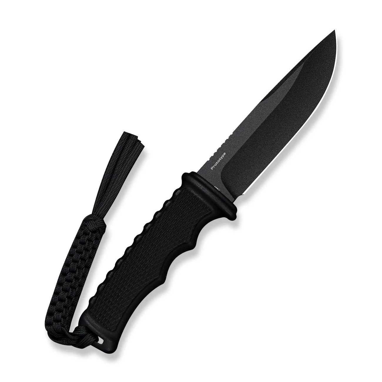CIVIVI Ravok Fixed Blade Knife Black G10 Handle (4.76" Black AEB-L Blade) C25072A Sample1, With Brown Leather Sheath & Black Tied Paracord Lanyard - Image 2