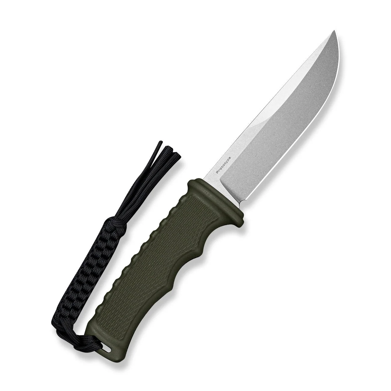 CIVIVI Ravok Fixed Blade Knife OD Green G10 Handle (4.76" Stonewashed  AEB-L Blade) C25072B Sample1, With Brown Leather Sheath & Black Tied Paracord Lanyard - Image 2