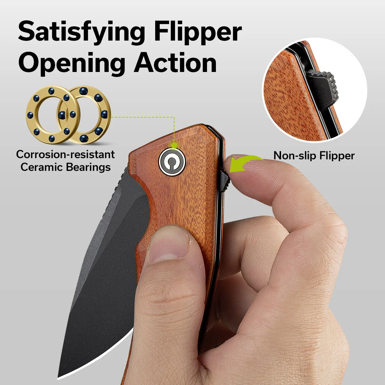CIVIVI Regulatron Flipper Knife Wood Handle (2.98" Nitro-V Blade) C23006-3 - Image 4