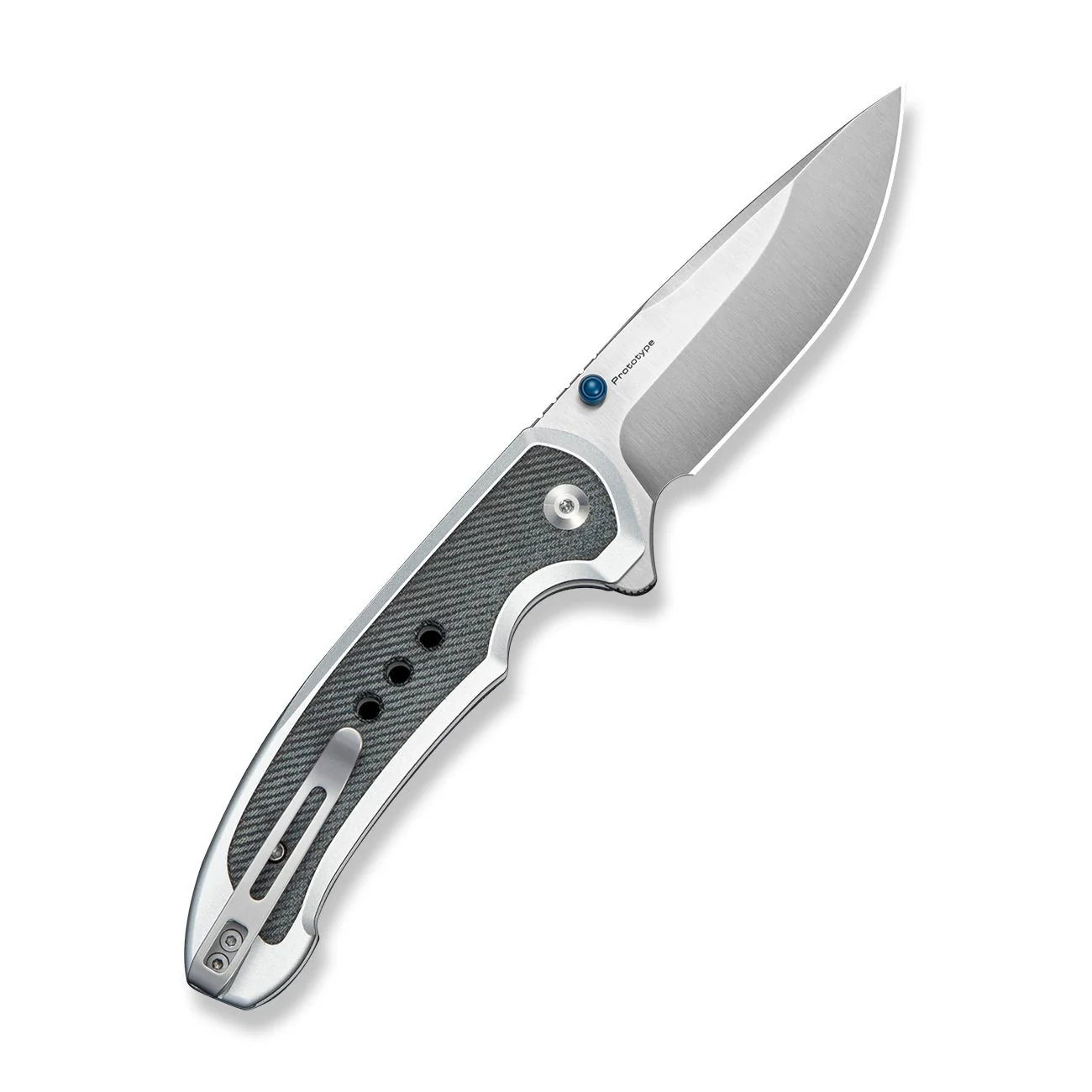 CIVIVI Reveal Flipper & Thumb Stud & Button Lock Knife Gray Aluminum Handle With Micarta Inlay (3.37" Satin Finished 14C28N Blade) C25108 Sample1 - Image 2