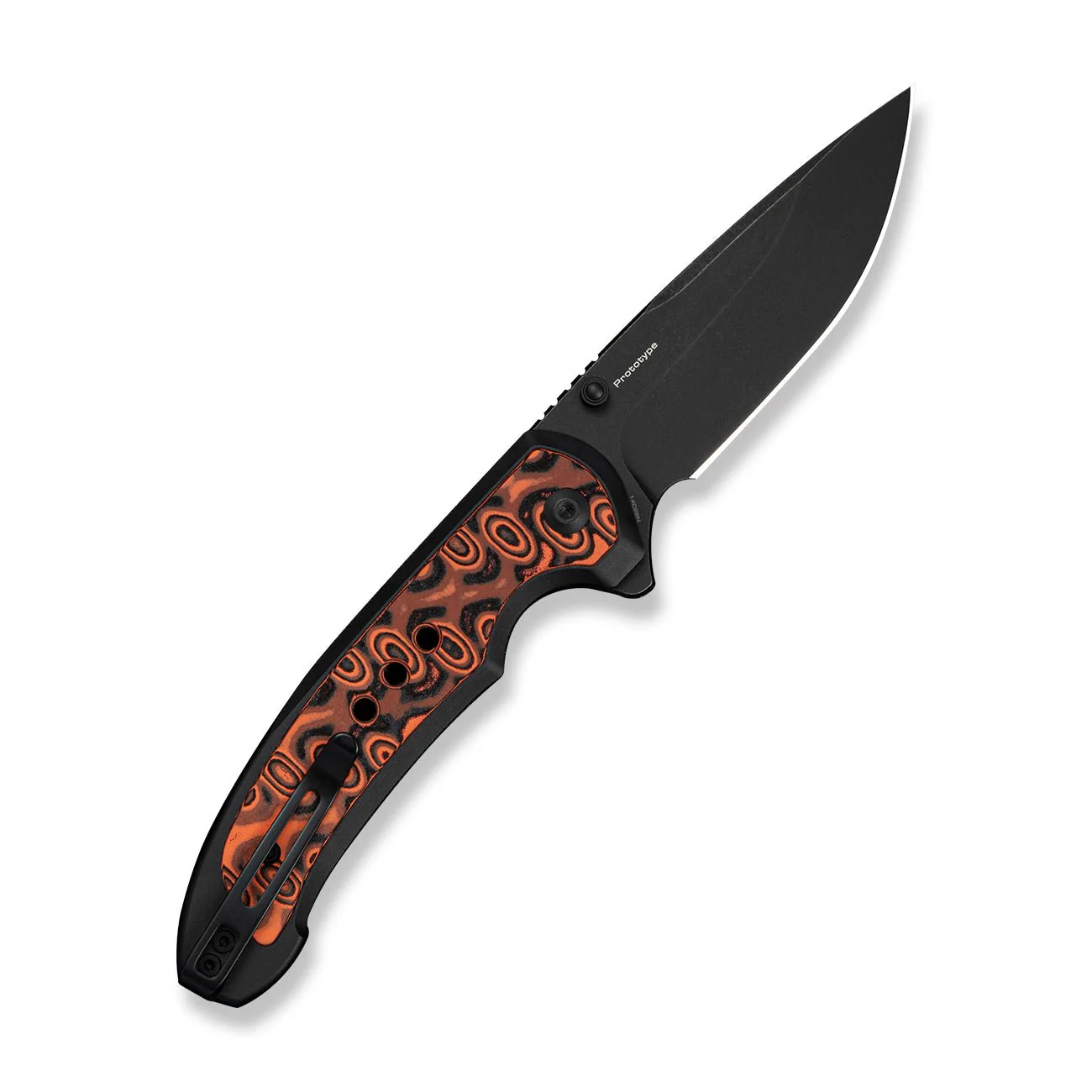 CIVIVI Reveal Flipper & Thumb Stud & Button Lock  Knife Black Aluminum Handle With Micarta Inlay (3.37" Black Stonewashed 14C28N Blade) C25108 Sample2 - Image 4