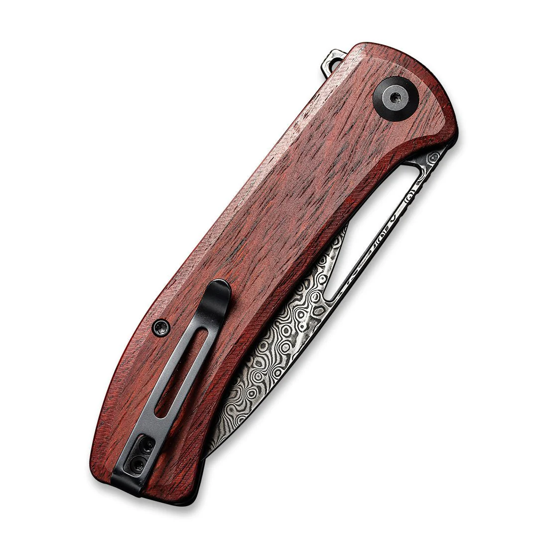 CIVIVI Riffle Flipper & Thumb Hole Knife Wood Handle (3.46" Damascus Blade) C2024DS-2 - Image 6