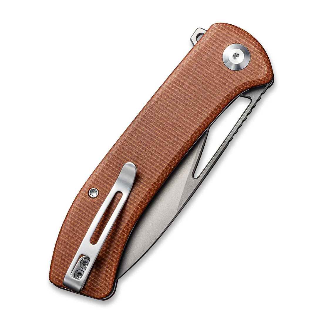 CIVIVI Riffle Flipper & Thumb Hole Knife Micarta Handle (3.46" 14C28N Blade) C2024A - Image 6