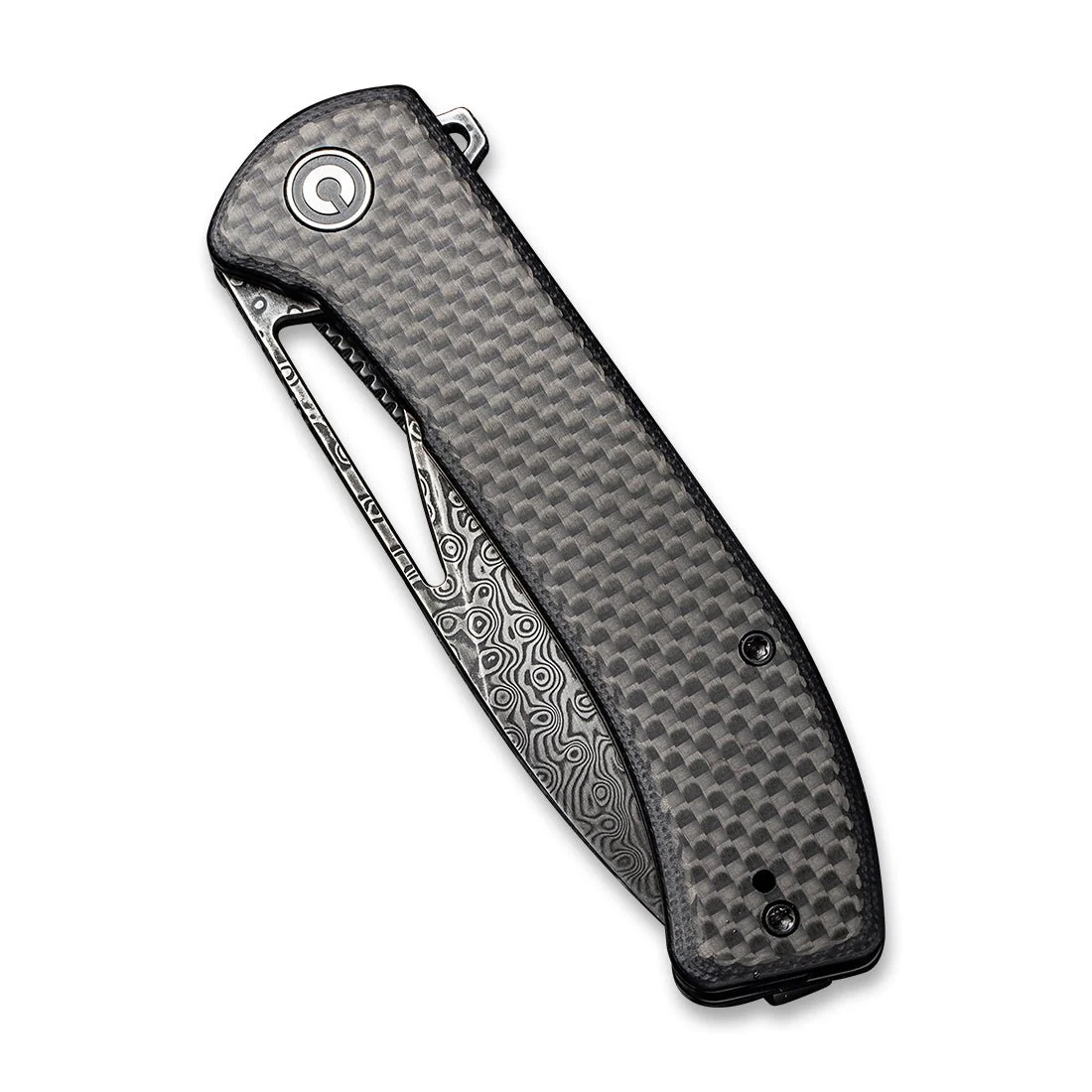 CIVIVI Riffle Flipper & Thumb Hole Knife Carbon Fiber & G10 Handle (3.46" Damascus Blade) C2024DS-1 - Image 5
