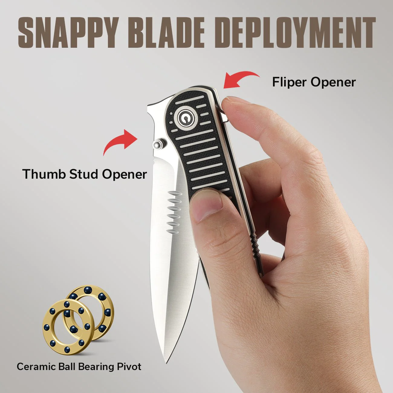 CIVIVI RS71 Flipper & Thumb Stud Knife G10 Handle (4" Nitro-V Blade) C23025-1 - Image 3