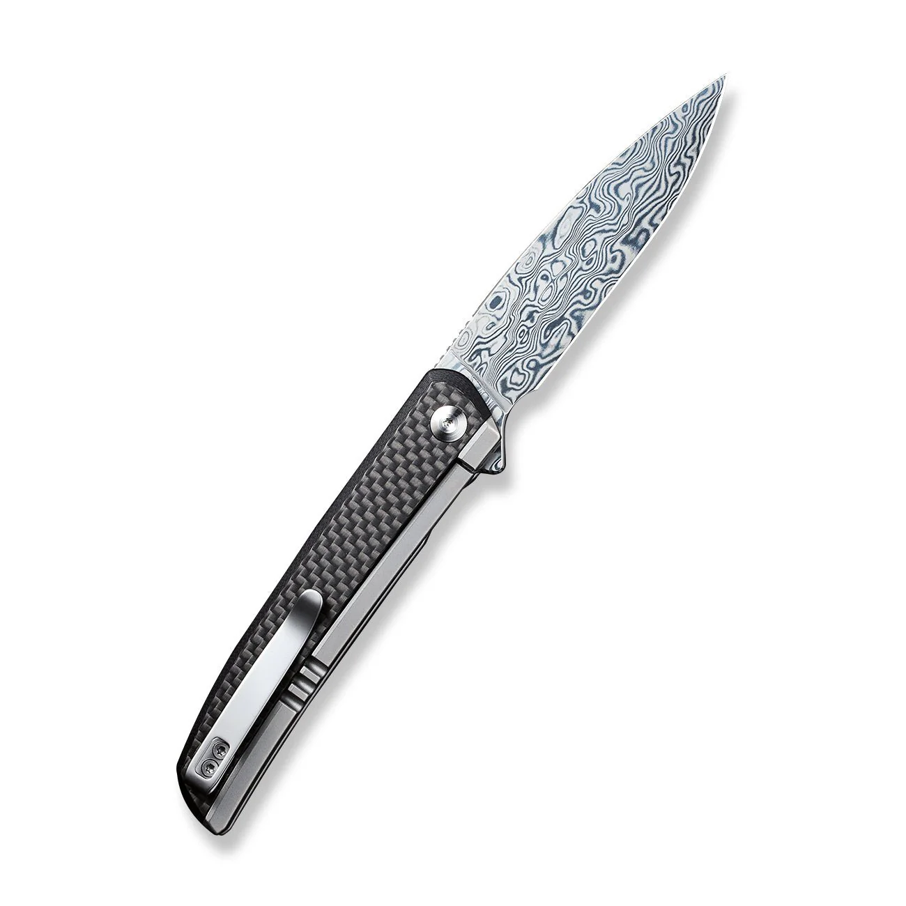 CIVIVI Savant Flipper Knife Stainless Steel & G10 & Carbon Fiber Handle (3.47" Damascus Blade) C20063B-DS1 - Image 2
