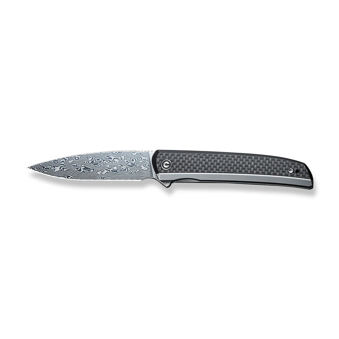 CIVIVI Savant Flipper Knife Stainless Steel & G10 & Carbon Fiber Handle (3.47" Damascus Blade) C20063B-DS1 - Image 4