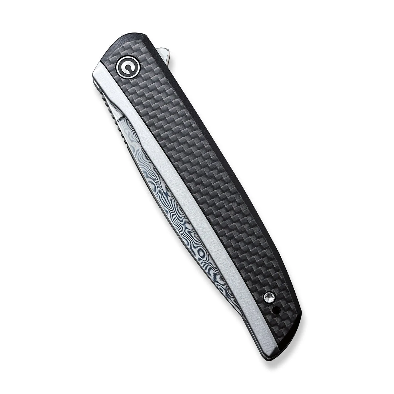 CIVIVI Savant Flipper Knife Stainless Steel & G10 & Carbon Fiber Handle (3.47" Damascus Blade) C20063B-DS1 - Image 6