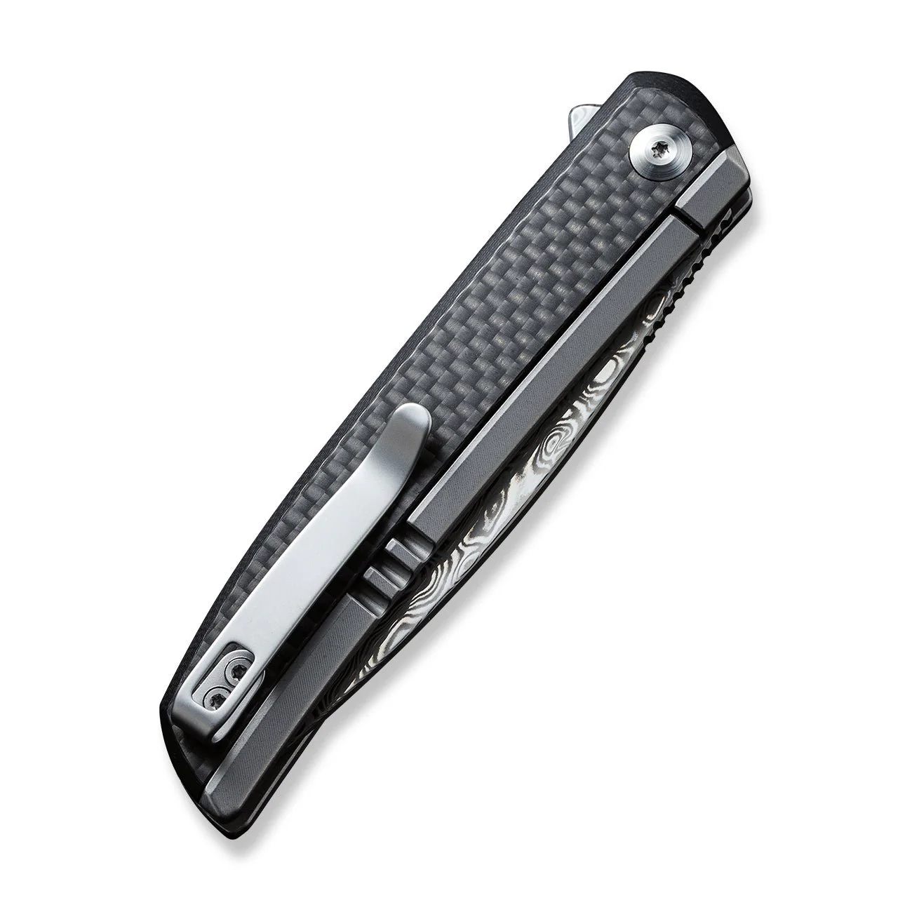 CIVIVI Savant Flipper Knife Stainless Steel & G10 & Carbon Fiber Handle (3.47" Damascus Blade) C20063B-DS1 - Image 7