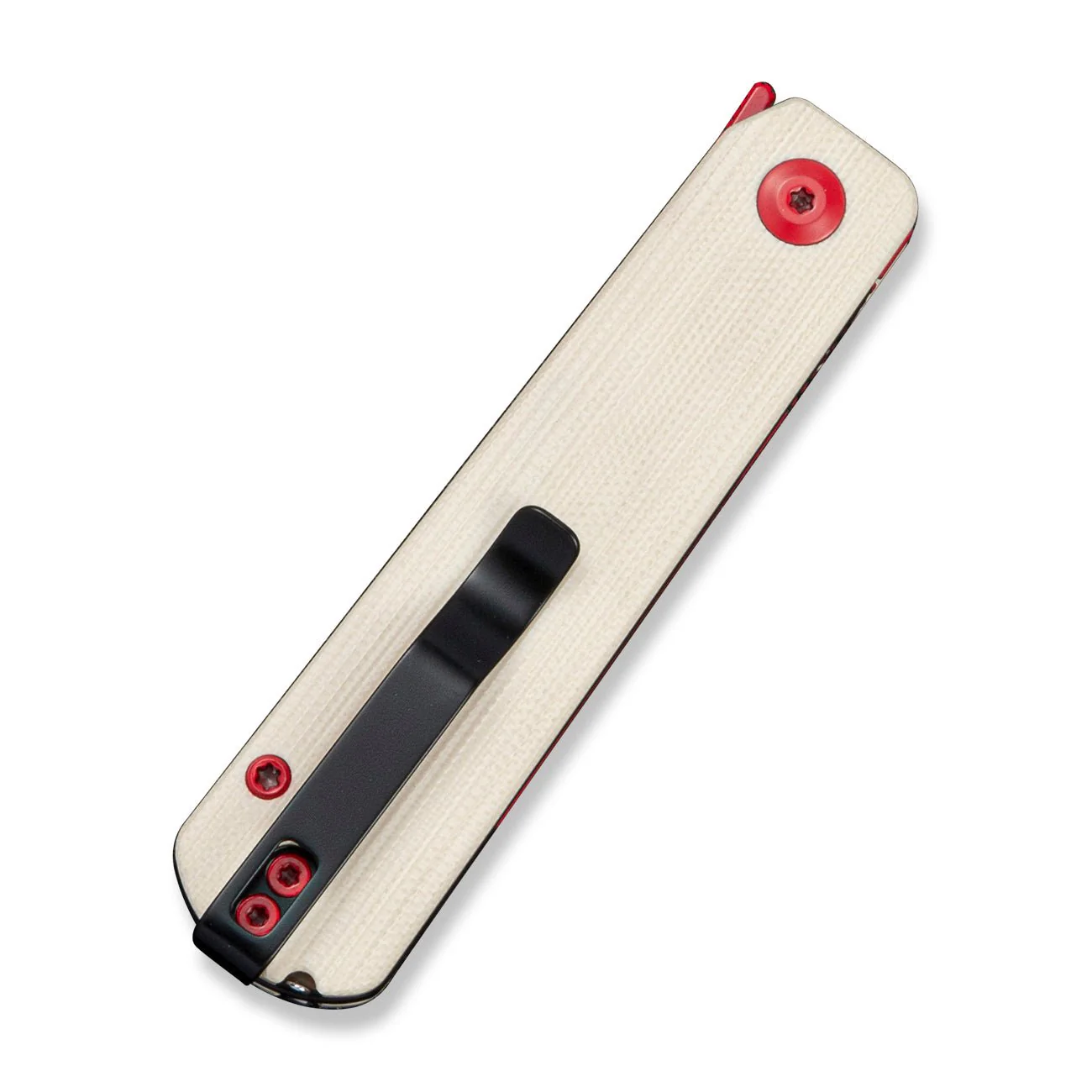 CIVIVI Scarlet Sendy Flipper Knife Ivory G10 Handle Includes 1PC Steel Tweezers & Toothpick In The Handle (2.74" Red Painted Nitro-V Blade) C26011 Sample1 - Image 4