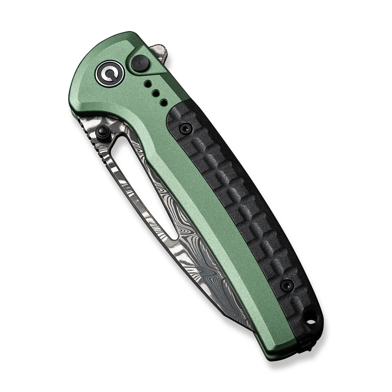 CIVIVI Sentinel Strike Flipper & Thumb Stud & Thumb Hole & Button Lock Knife Aluminum & FRN Handle (3.7" Damascus Blade) C22025B-DS1 - Image 10