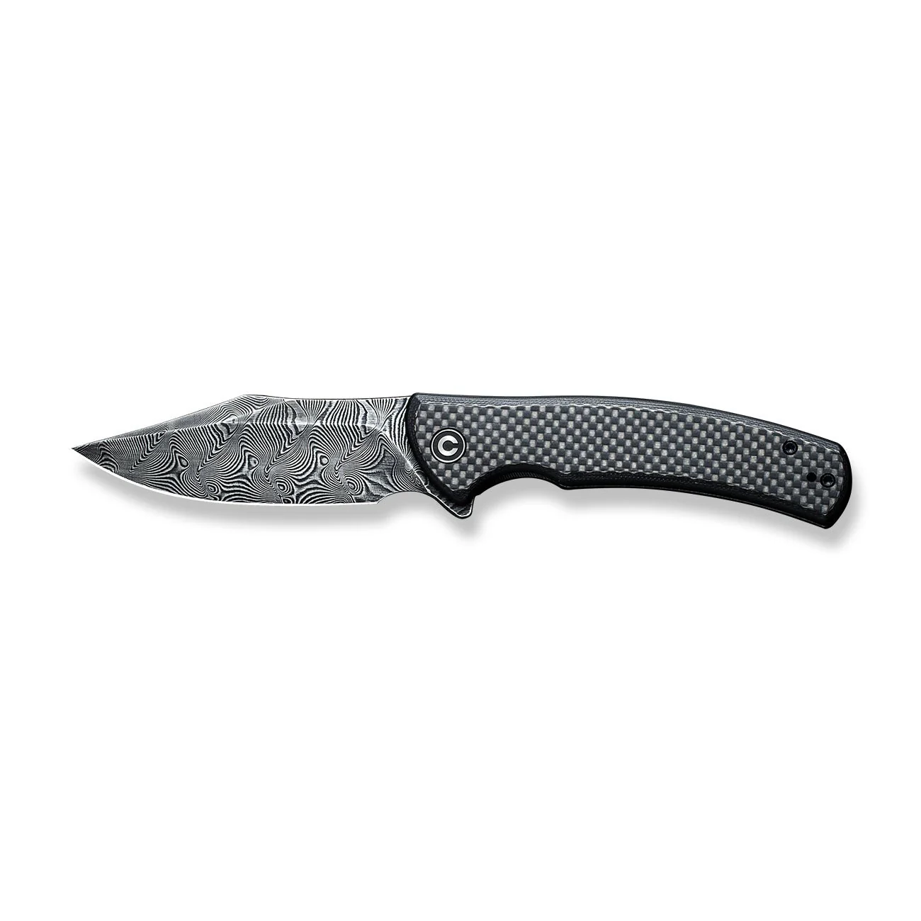 CIVIVI Sinisys Flipper Knife Carbon Fiber & G10 & Stainless Steel Handle (3.7" Damascus Blade) C20039-DS1 - Image 4
