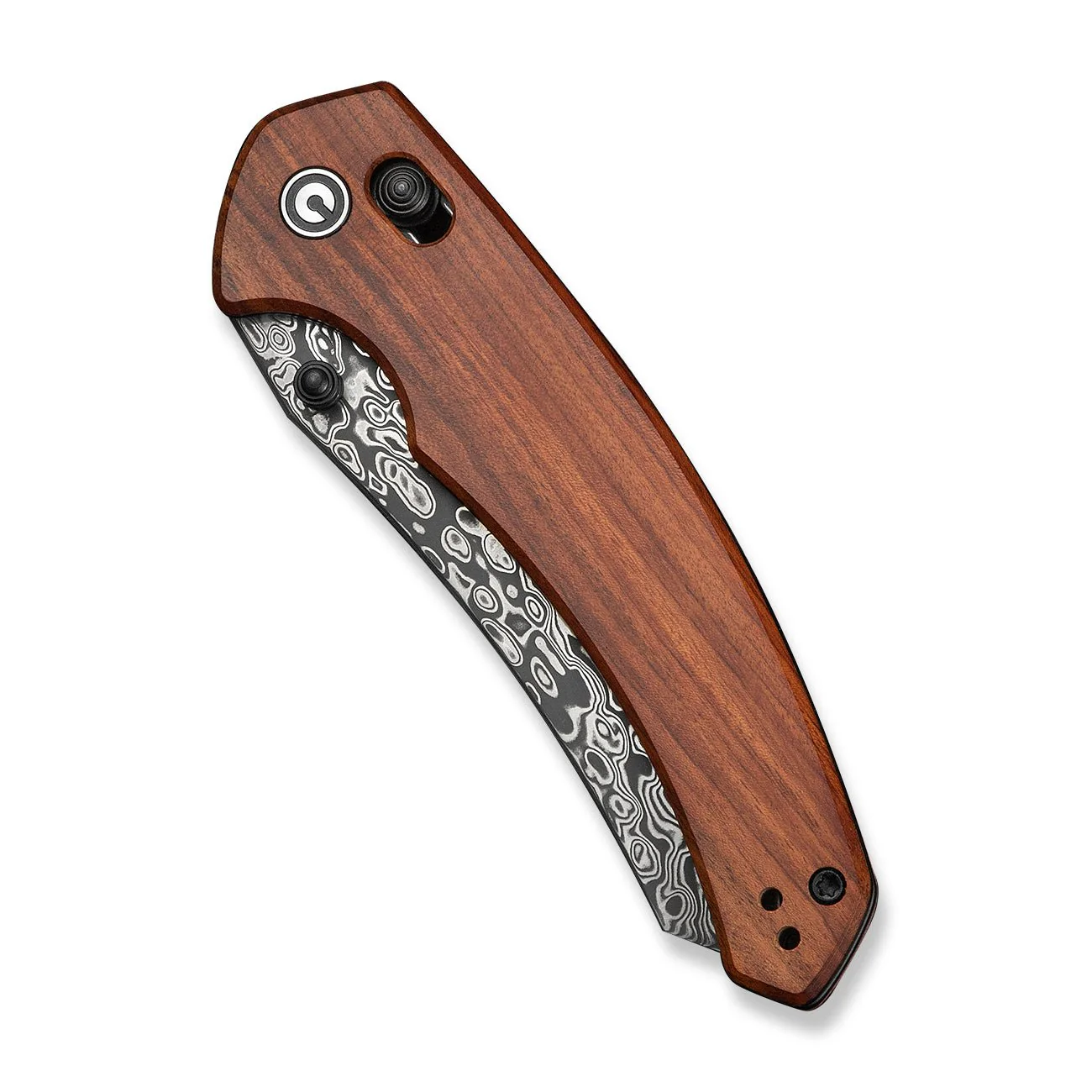 CIVIVI Sixgill Thumb Stud & Crossbar Lock Knife Wood Handle (3.41" Damascus Blade) C24050-DS1 - Image 12